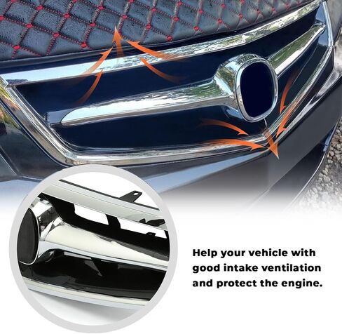 ECOTRIC Front Bumper Grill Compatible with 2006 2007 2008 Honda Acura TSX AC1200112 71121SECA02ZA 71122SECA02 Hood Grille W/O Emblem Silvery+Black in Saudi Arabia