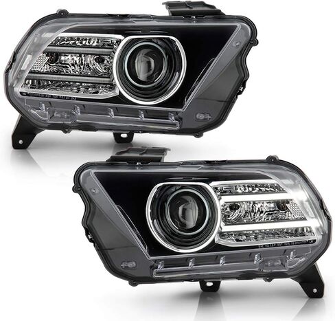 ACANII - For [Halogen Upgrade Style] 2010-2014 Ford Mustang LED Tube Projector Headlights Headlamps Assembly Left+Right in Saudi Arabia