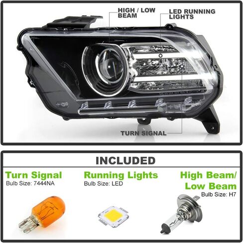 ACANII - For [Halogen Upgrade Style] 2010-2014 Ford Mustang LED Tube Projector Headlights Headlamps Assembly Left+Right in Saudi Arabia