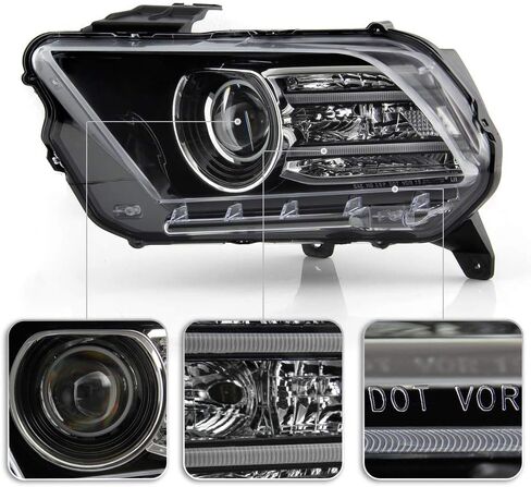 ACANII - For [Halogen Upgrade Style] 2010-2014 Ford Mustang LED Tube Projector Headlights Headlamps Assembly Left+Right in Saudi Arabia