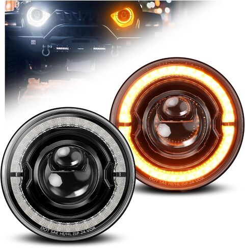 مصباح الأمامي الصاعد ذو الـ 7 بوصات من النقطة ، Hi/Lo Beam مع إشارة Drl و Amber المنعطف ، مضاد لـ Glare Z على شكل مزدوج على شكل Z ملاءمة لعام 1976-2018 Wrangler JK TJ LJ Che-ve in Kuwait