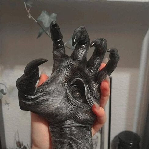 Frjinie Witch's Demon Hand Wall Statues ، Resin Retro Wall Art Hound Hang Decoration ، Decorations القوطية في عيد الهالوين لغرفة المعيشة ، قاعة مدخل أو حامل المجوهرات المفتاحية الخارجية (أسود) in Saudi Arabia