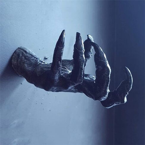 Frjinie Witch's Demon Hand Wall Statues ، Resin Retro Wall Art Hound Hang Decoration ، Decorations القوطية في عيد الهالوين لغرفة المعيشة ، قاعة مدخل أو حامل المجوهرات المفتاحية الخارجية (أسود) in Saudi Arabia