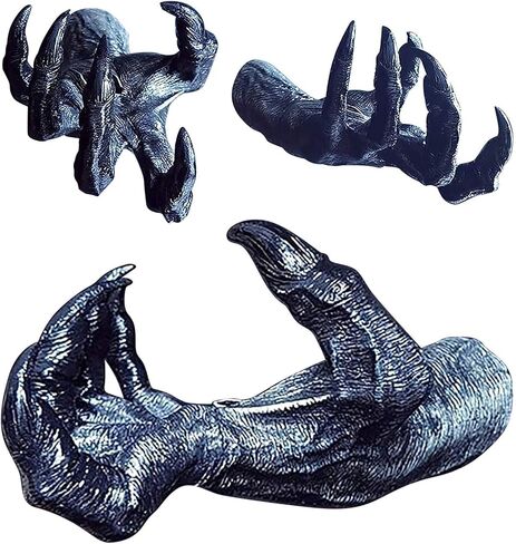 Frjinie Witch's Demon Hand Wall Statues ، Resin Retro Wall Art Hound Hang Decoration ، Decorations القوطية في عيد الهالوين لغرفة المعيشة ، قاعة مدخل أو حامل المجوهرات المفتاحية الخارجية (أسود) in Saudi Arabia