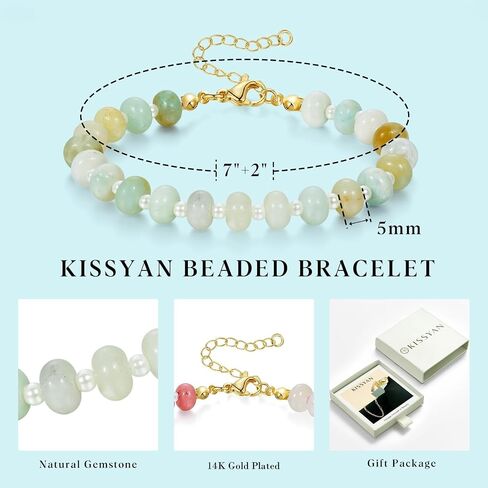 KissYan Beaded Bracelets for Women, Colorful Gemstone Boho Bead Bracelet for Beach, Natural Stone Handmade Summer Jewelry Gifts in Saudi Arabia