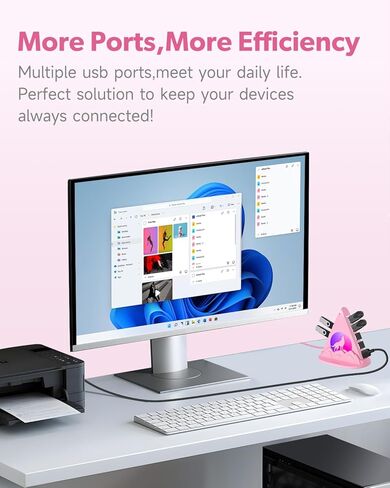 USB Hub 3.0, 7-Port USB Hub with RGB Night Light and Base, Vertical USB Hub Splitter for Desktop,Laptop, MacBook, Xbox, PS4/5, Game Console, Flash Drive, XPS, PC, Printer, Camera, Keyboard in Kuwait