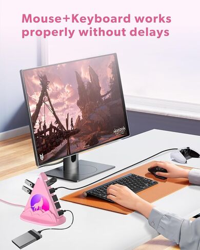 USB Hub 3.0, 7-Port USB Hub with RGB Night Light and Base, Vertical USB Hub Splitter for Desktop,Laptop, MacBook, Xbox, PS4/5, Game Console, Flash Drive, XPS, PC, Printer, Camera, Keyboard in Kuwait