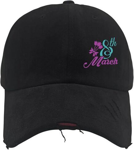 8th Marchs Women's Day Hat for Men Washed Distressed Baseball Cap Classic Washed Hiking Hat Breathable in Saudi Arabia