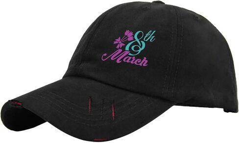 8th Marchs Women's Day Hat for Men Washed Distressed Baseball Cap Classic Washed Hiking Hat Breathable in Saudi Arabia