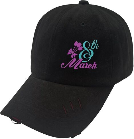 8th Marchs Women's Day Hat for Men Washed Distressed Baseball Cap Classic Washed Hiking Hat Breathable in Saudi Arabia