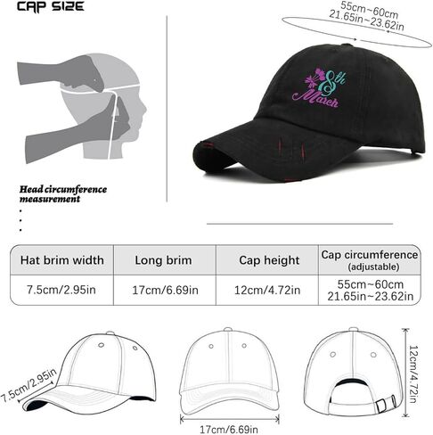 8th Marchs Women's Day Hat for Men Washed Distressed Baseball Cap Classic Washed Hiking Hat Breathable in Saudi Arabia
