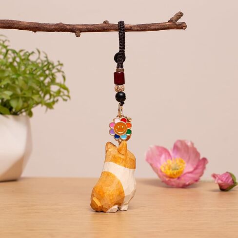 Retriever Golden Retriever Corgi Orange Cat Lucky Keychain Wooden Pet Keychain Bag و Key Charm Gift لمحبي الحيوانات الأليفة in Kuwait