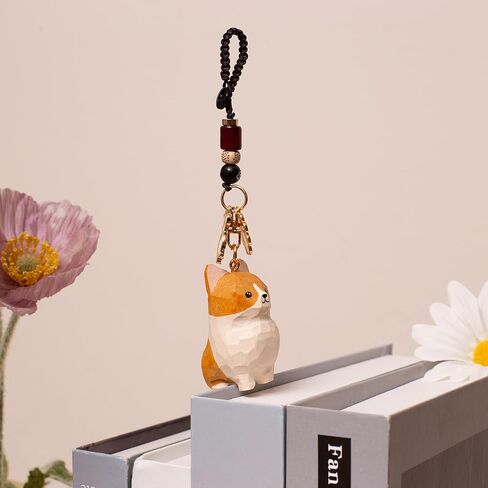 Retriever Golden Retriever Corgi Orange Cat Lucky Keychain Wooden Pet Keychain Bag و Key Charm Gift لمحبي الحيوانات الأليفة in Kuwait
