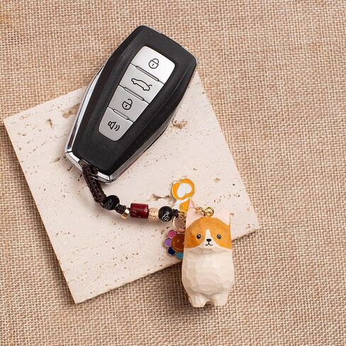 Retriever Golden Retriever Corgi Orange Cat Lucky Keychain Wooden Pet Keychain Bag و Key Charm Gift لمحبي الحيوانات الأليفة in Kuwait