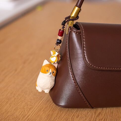 Retriever Golden Retriever Corgi Orange Cat Lucky Keychain Wooden Pet Keychain Bag و Key Charm Gift لمحبي الحيوانات الأليفة in Kuwait