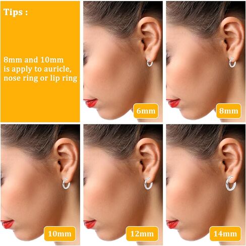 5 Pairs Stainless Steel Hoop Earrings for Women Men, 316 Stainless Steel Huggie Earrings, Mini Huggie Hoops Set for Piercing Jewelry Gift, 6/8/10/12/14mm in Saudi Arabia