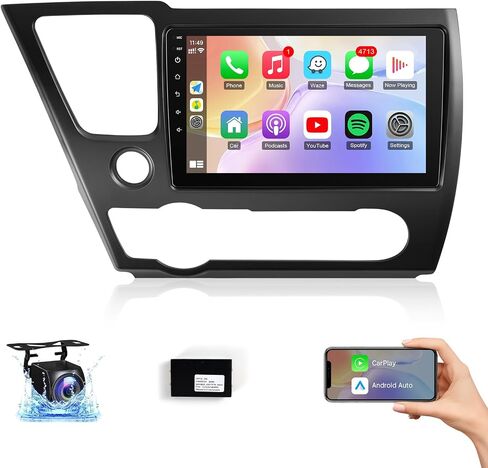 لـ Honda Civic 2006 2007 2008 2008 2010 2011 Radio Stereo مع Carplay Android Auto ، شاشة تعمل باللمس 10.1 بوصة ، Bluetooth ، GPS ، WiFi ، SWC ، كاميرا احتياطية in Kuwait