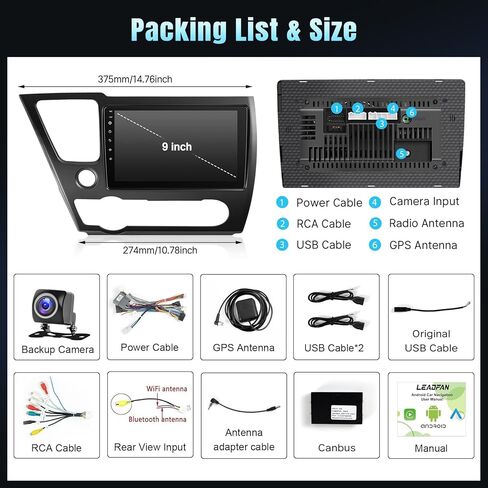 لـ Honda Civic 2006 2007 2008 2008 2010 2011 Radio Stereo مع Carplay Android Auto ، شاشة تعمل باللمس 10.1 بوصة ، Bluetooth ، GPS ، WiFi ، SWC ، كاميرا احتياطية in Kuwait