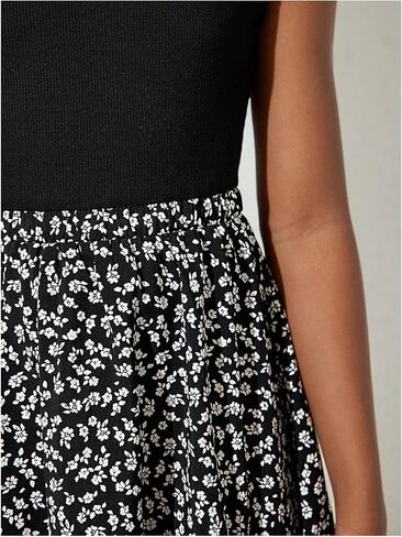 Floerns Girl's Floral Pathwork A Line Tank Dress Squar in Saudi Arabia