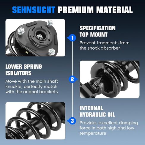 Rear Left and Right Side Struts Assembly Shock Absorber Fit for Scion tC All Trim 2005-2010, Pair of Hydraulic Spring Strut Shock Replace for 172400L 172400R 15801 15802 15800 822144922 822141421 in Saudi Arabia