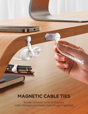 JOYROOM 12PCS Silicone Magnetic Cable Ties - Reusable, Adjustable, Elastic Cord Organizers with Buckle Holes for Cable Management at Home & Office (Black) in Saudi Arabia