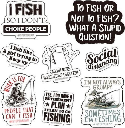 102Pcs Fishing Sticker Set: Reel in Adventure with Waterproof Vinyl Decals for Laptop, Car, Skateboard, Scrapbook in Saudi Arabia
