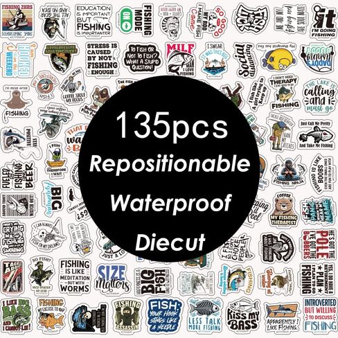 102Pcs Fishing Sticker Set: Reel in Adventure with Waterproof Vinyl Decals for Laptop, Car, Skateboard, Scrapbook in Saudi Arabia