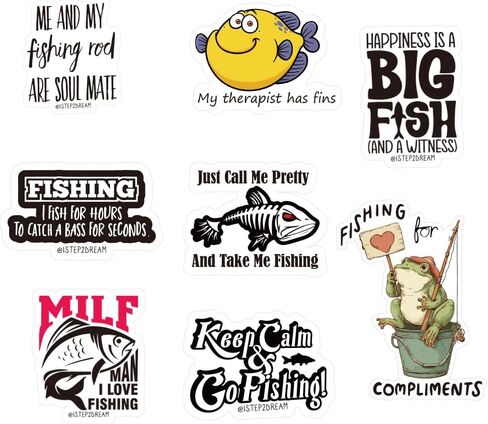 102Pcs Fishing Sticker Set: Reel in Adventure with Waterproof Vinyl Decals for Laptop, Car, Skateboard, Scrapbook in Saudi Arabia