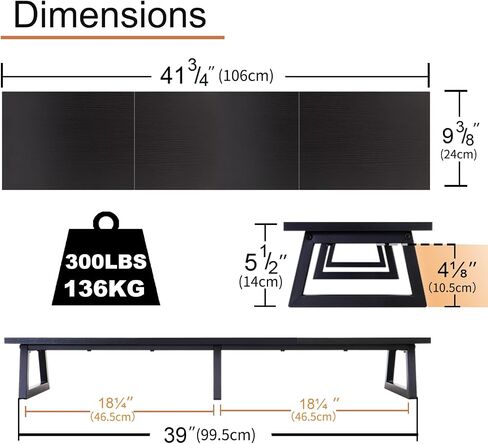 TEAMIX 42 inch Large Dual Monitor Stand Riser,TV Riser,Desk Shelf Organizer in Saudi Arabia