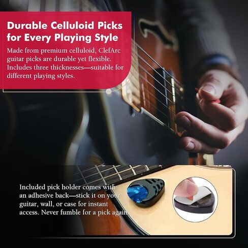 Guitar Wall Mount 2 Pack, Black Hardwood Guitar Wall Hangers, U-Shape Hardwood Guitar Hanger, Guitar Gifts for Men, Guitar Accessories, with 6 Assorted Guitar Picks in Saudi Arabia