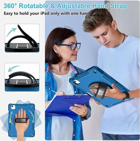 Case for iPad 10th Generation 2022:Miesherk Stock Military Grade Shockproof Rugged Case for iPad 10th Gen 10.9'' W/Screen Protector，Rotate Stand，Handle，Shoulder Strap，Pen Holder （Black） in Kuwait