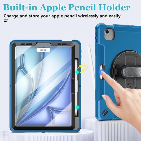 Case for iPad 10th Generation 2022:Miesherk Stock Military Grade Shockproof Rugged Case for iPad 10th Gen 10.9'' W/Screen Protector，Rotate Stand，Handle，Shoulder Strap，Pen Holder （Black） in Kuwait