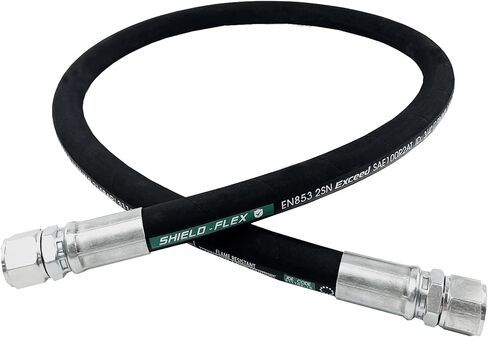 Haichy 26711-04-04-RW مجموعة دوارة للخرطوم الهيدروليكي 1/4 بوصة خرطوم هيدروليكي مع أنثى JIC X أنثى JIC، 36 بوصة، 5800 رطل لكل بوصة مربعة، أسود-A in Kuwait