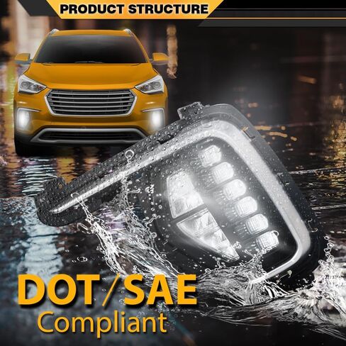 وأضواء الضباب الأمامية 4pcs 4pcs مع إطارات تتوافق مع Hyundai Santa Fe 2017-2019 86564b8ac0 ، 86563b8ac0 ، 92202b8610 ، 92201b8610 دون تسخير الأسلاك in Kuwait