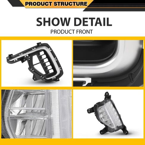 وأضواء الضباب الأمامية 4pcs 4pcs مع إطارات تتوافق مع Hyundai Santa Fe 2017-2019 86564b8ac0 ، 86563b8ac0 ، 92202b8610 ، 92201b8610 دون تسخير الأسلاك in Kuwait
