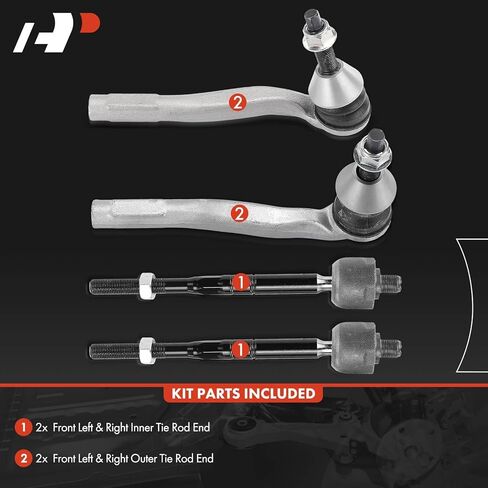 A-Premium Set of 4, Front Inner and Outer Tie Rod End Kit, Compatible with Mercedes-Benz C300 2015-2021, C350e 2016-2018, C63 AMG 2016-2021, C63 AMG S 2015-2021, E300 2017-2019 in Saudi Arabia
