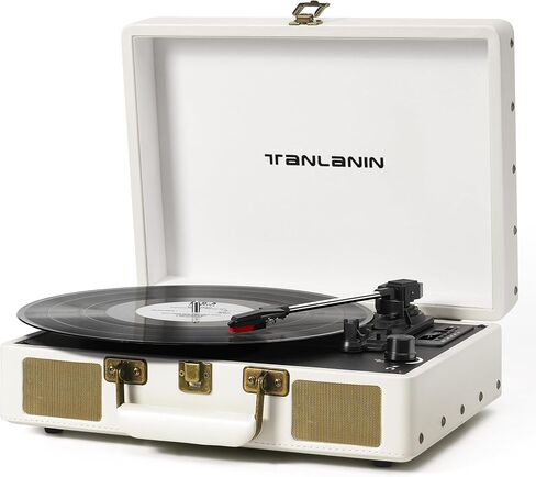 Vintage 3-Speed Bluetooth Portable USB Suitcase Record Player with Built-in Speakers | Upgraded Vinyl Turntable Audio Sound| Includes Extra Stylus & Mat | Green in Kuwait