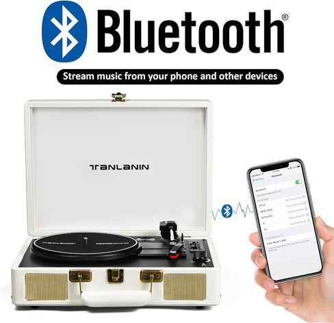 Vintage 3-Speed Bluetooth Portable USB Suitcase Record Player with Built-in Speakers | Upgraded Vinyl Turntable Audio Sound| Includes Extra Stylus & Mat | Green in Kuwait