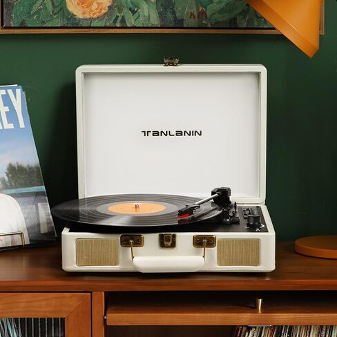 Vintage 3-Speed Bluetooth Portable USB Suitcase Record Player with Built-in Speakers | Upgraded Vinyl Turntable Audio Sound| Includes Extra Stylus & Mat | Green in Kuwait