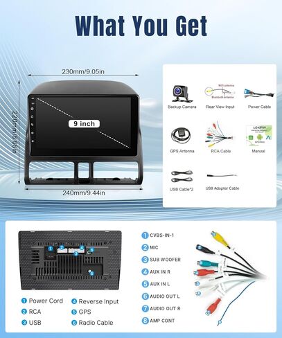 Leadfan Android Car Stereo for Honda CRV 2007-2011 Car Screen Wireless CarPlay Android Auto,9 Inch Touch Screen Blutooth Car Radio GPS Navigation WiFi Backup Camera FM SWC in Kuwait