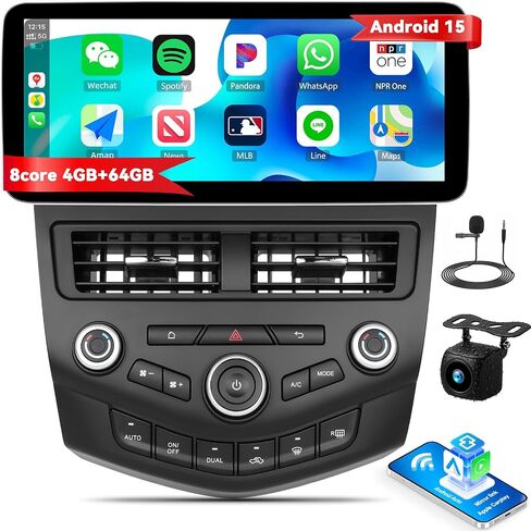 2G+64G Android Car Stereo Radio for Honda Accord 2003-2007 Wireless Apple Carplay Android Auto 10.1 Inch Touch Screen in-Dash GPS Navigation, Bluetooth, HiFi Audio, WiFi, USB, AHD Backup Camera&Mic in Saudi Arabia