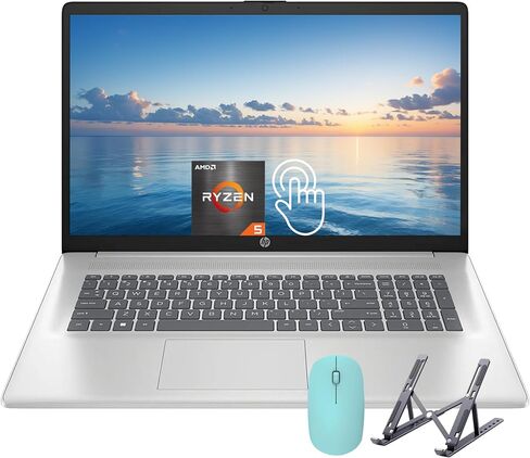 HP 17 Inch Laptop, AMD Ryzen 5 7530U Processor (Beats Intel Core i7-1065G7), 17.3" HD+ Touchscreen, 32GB RAM, 1TB SSD, Windows 11 Home, Natural Silver, Alpacatec Accessory (Renewed) in Saudi Arabia