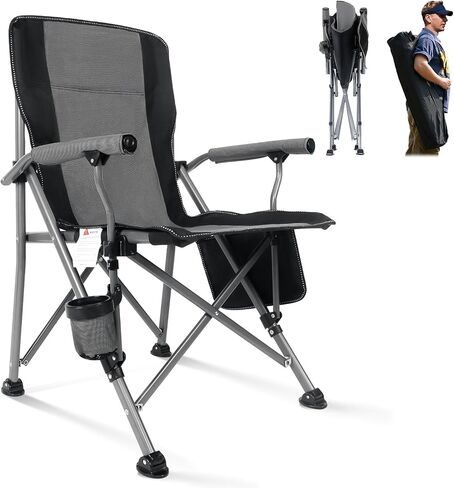 Folding Camping Chair Portable Outdoor Beach Chair, Heavy Duty Foldable Lawn chair Support 330lbs, Collapsible Lightweight Camp Chair with Cup Holder&Carry Bag for Fishing Outside Sports Picnic(Green) in Kuwait