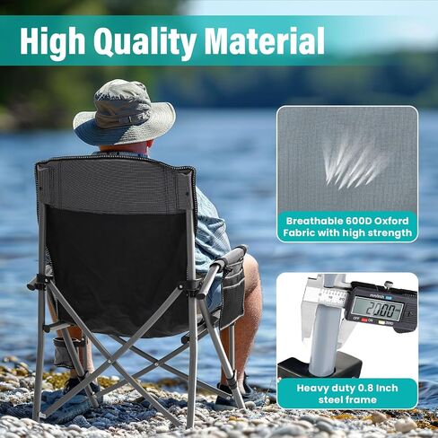 Folding Camping Chair Portable Outdoor Beach Chair, Heavy Duty Foldable Lawn chair Support 330lbs, Collapsible Lightweight Camp Chair with Cup Holder&Carry Bag for Fishing Outside Sports Picnic(Green) in Kuwait