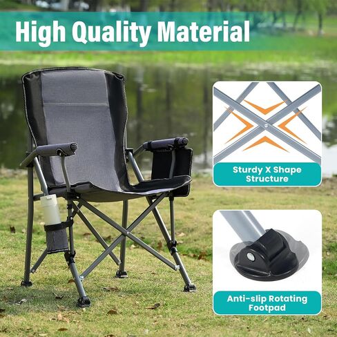 Folding Camping Chair Portable Outdoor Beach Chair, Heavy Duty Foldable Lawn chair Support 330lbs, Collapsible Lightweight Camp Chair with Cup Holder&Carry Bag for Fishing Outside Sports Picnic(Green) in Kuwait
