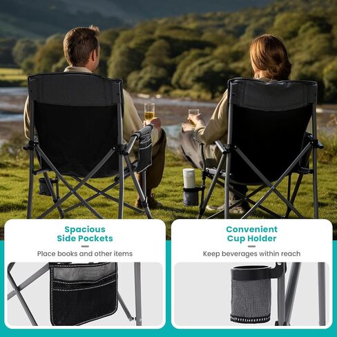 Folding Camping Chair Portable Outdoor Beach Chair, Heavy Duty Foldable Lawn chair Support 330lbs, Collapsible Lightweight Camp Chair with Cup Holder&Carry Bag for Fishing Outside Sports Picnic(Green) in Kuwait