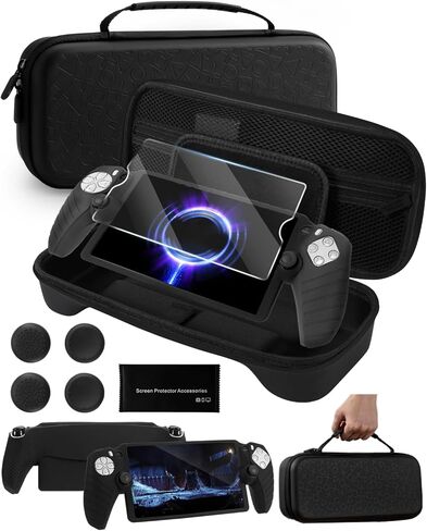 مجموعة FUNLAB 8 في 1 مجموعة متوافقة مع بوابة PlayStation5 ، حالة حمل صلبة محمولة مع غطاء واقي للسيليكون لبوابة PS ، واقي الشاشة مع 4 قبضة الإبهام - أبيض وأبيض in Kuwait