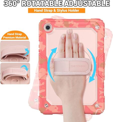 حافظة SEYMAC لهاتف Samsung Galaxy Tab A9+/ A9 Plus مقاس 11 بوصة 2023 (SM-X210/X216/X218)، حافظة واقية شديدة التحمل مقاومة للصدمات مع واقي شاشة، حامل دوار وحزام يد/كتف، أسود in Kuwait