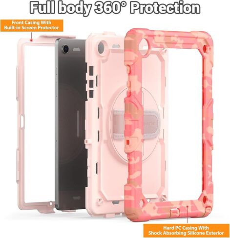 حافظة SEYMAC لهاتف Samsung Galaxy Tab A9+/ A9 Plus مقاس 11 بوصة 2023 (SM-X210/X216/X218)، حافظة واقية شديدة التحمل مقاومة للصدمات مع واقي شاشة، حامل دوار وحزام يد/كتف، أسود in Kuwait