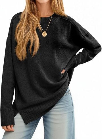 Cicy Bell Womens Oversized Sweaters Casual Long Sleeve Knit Pullover Tops Crewneck Trendy Slouchy Fall Tunic Tops in Saudi Arabia